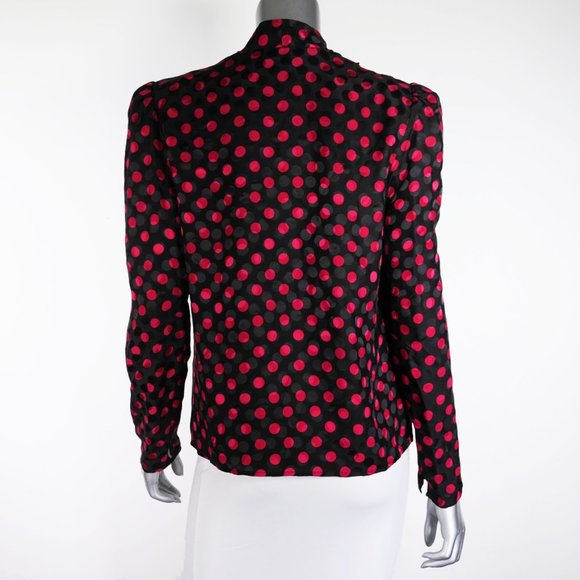 REDONE 40's Tailored Polka Dot 100% Silk Blouse - Picture 4 of 5
